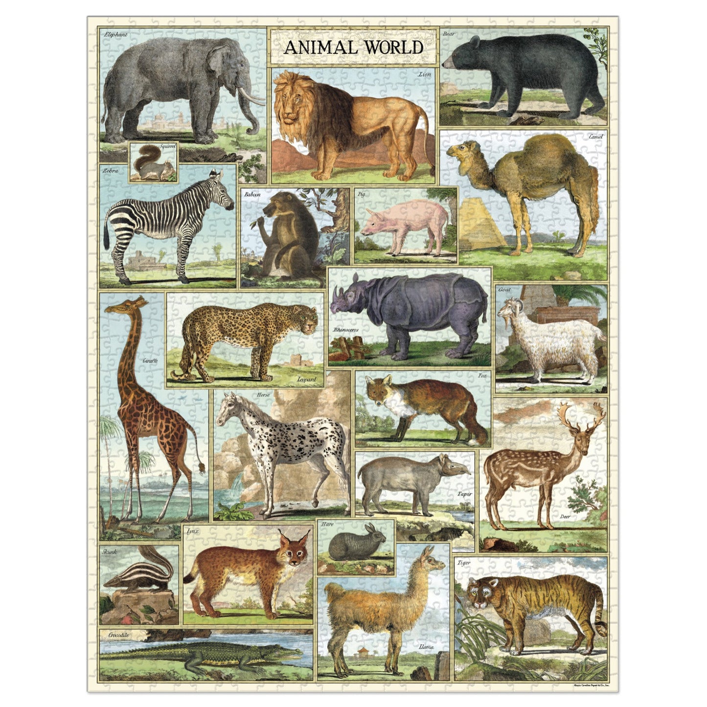 1000-piece vintage jigsaw puzzle animal world