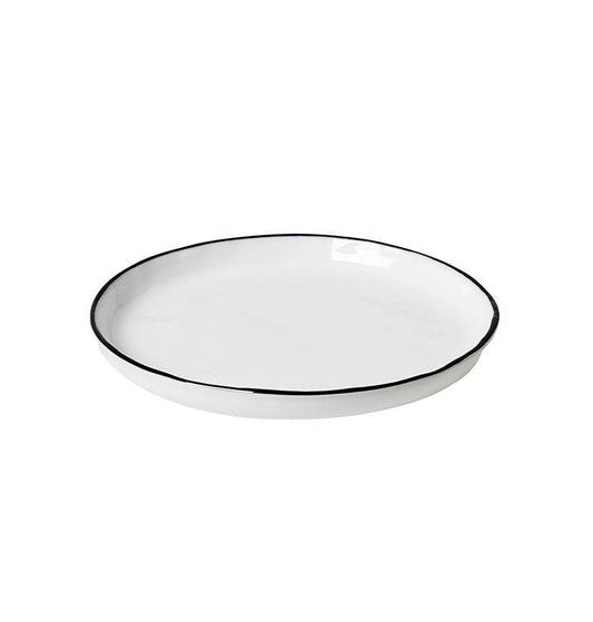Broste salt small plate white with black rim 13cm