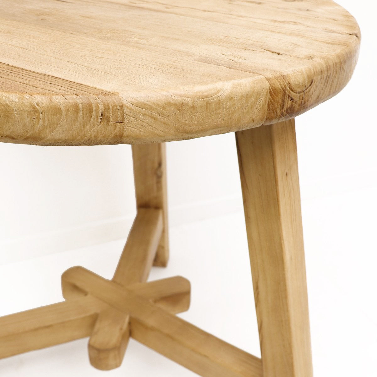 Reclaimed elm wood round side table 66cm