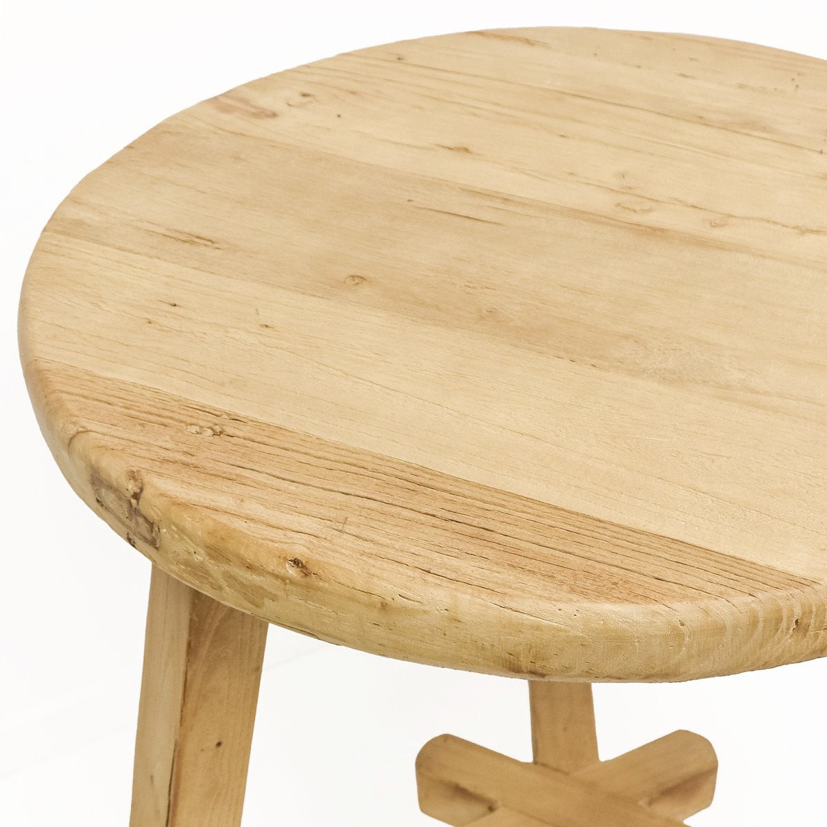Reclaimed elm wood round side table 66cm