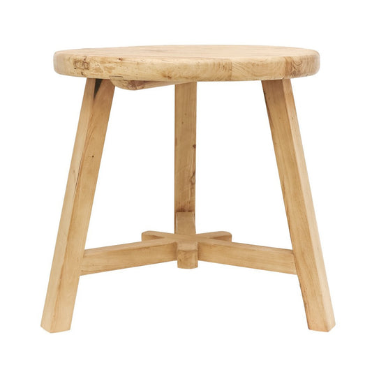Reclaimed elm wood round side table 66cm