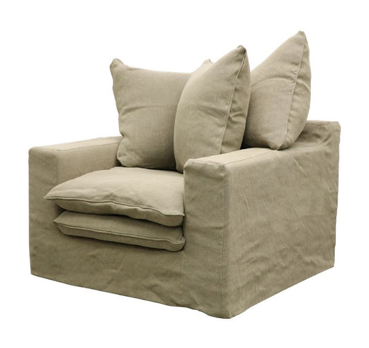 Keely slip cover armchair khaki