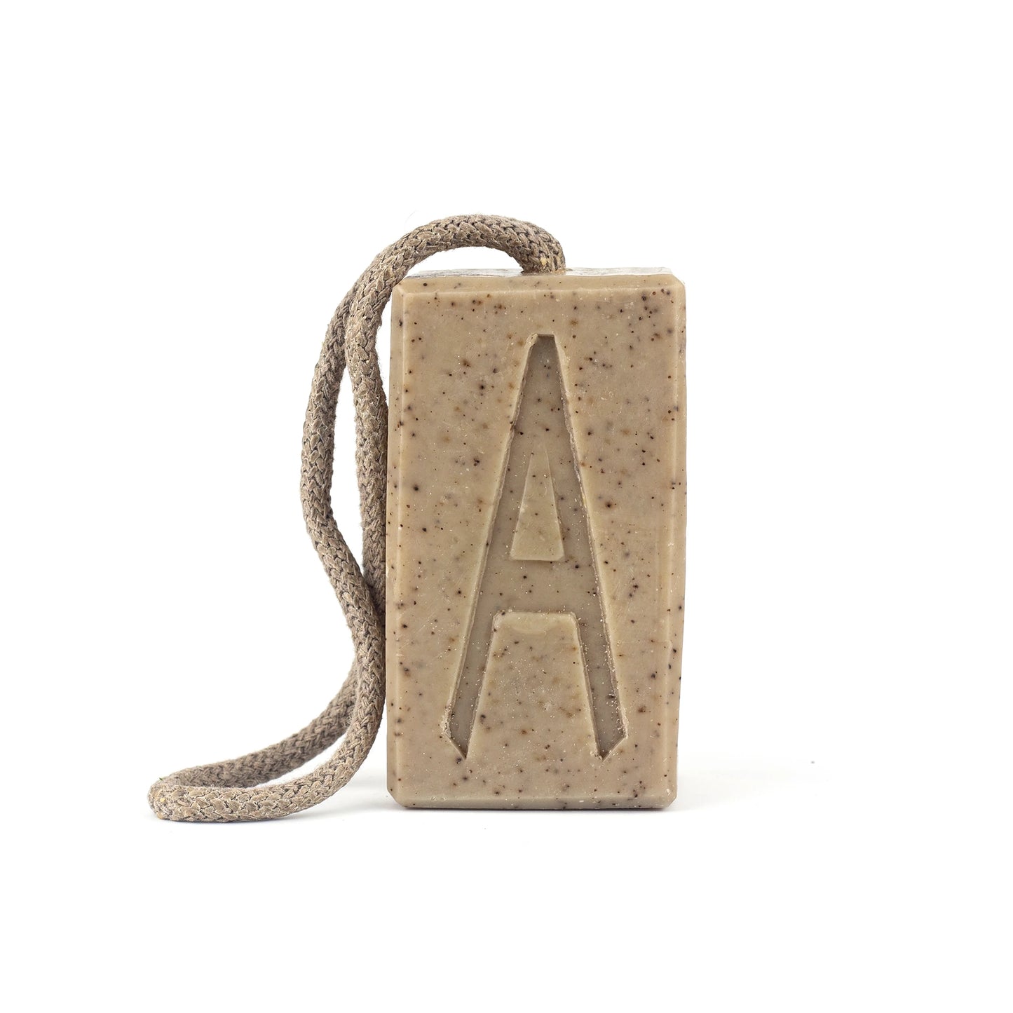 Aermeda herbal citrus & coffee scrub soap on rope