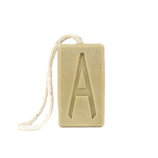Aermeda triple butter & green clay soap on rope