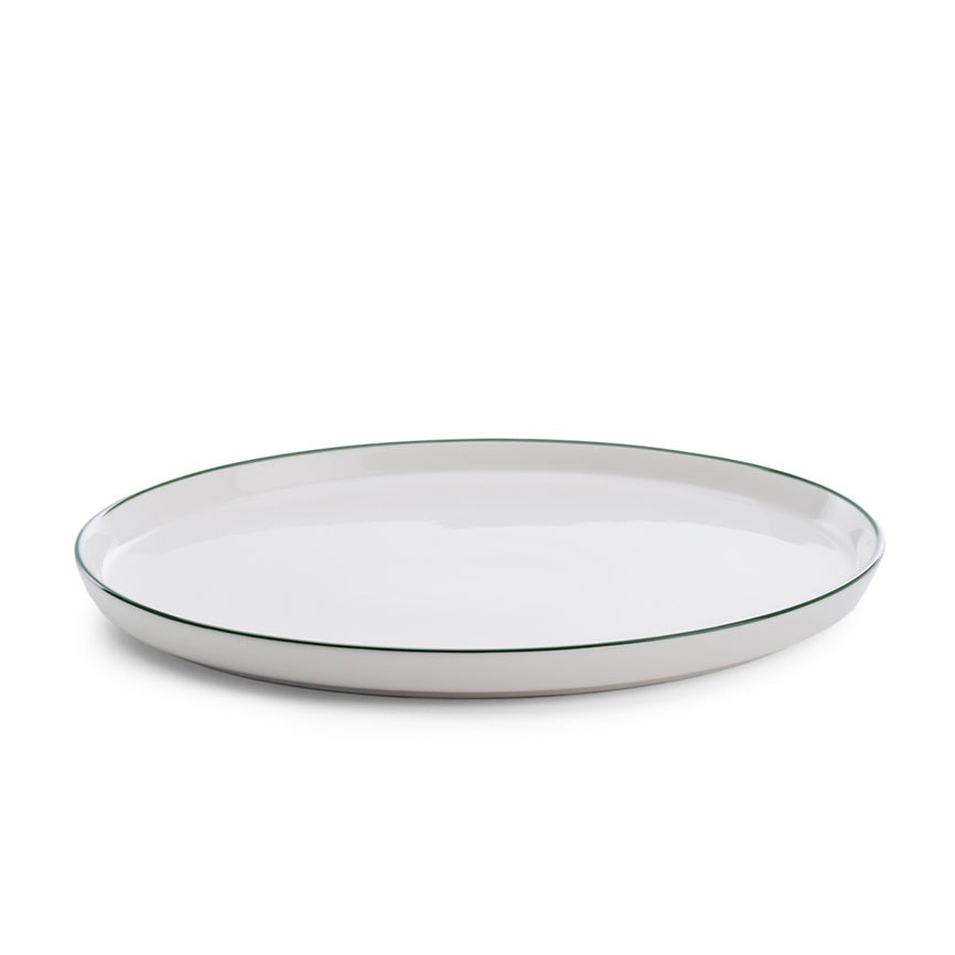 Roman dinner plate white with green rim