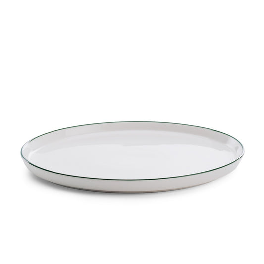 Roman dinner plate white with green rim