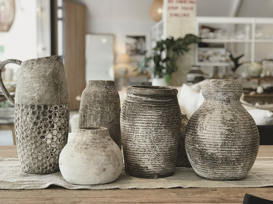 Aged earthenware wide mouth vessel 18cm