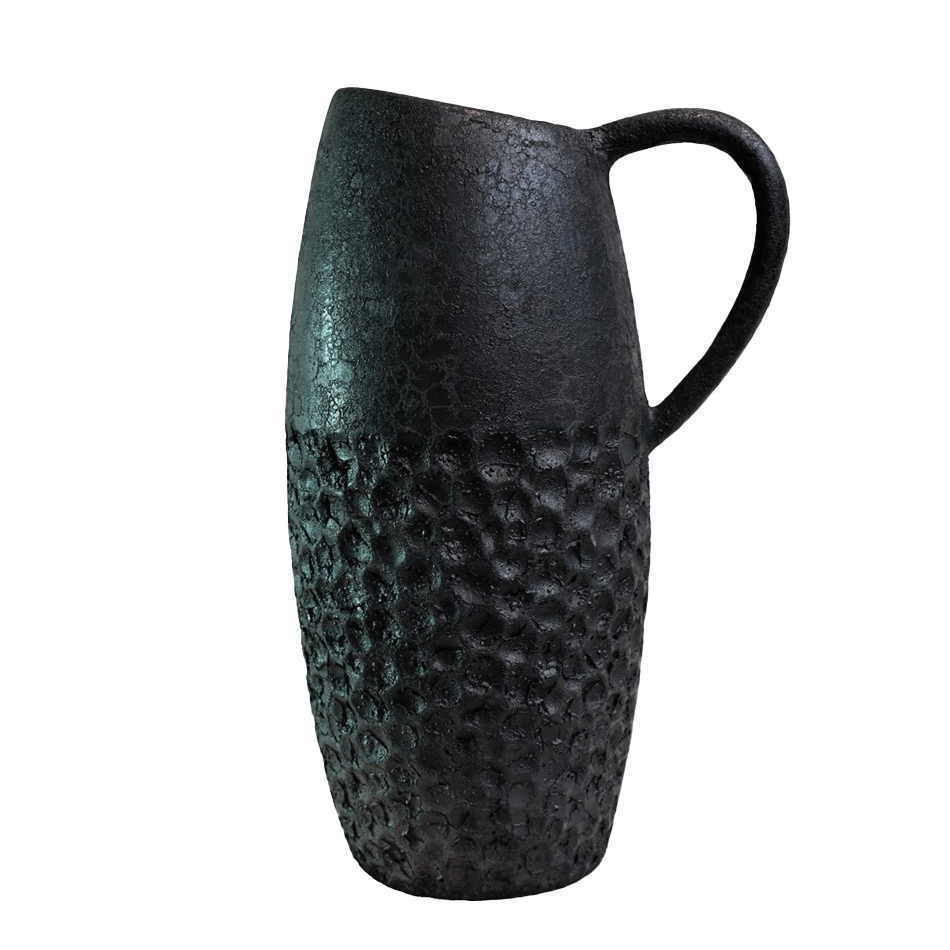 Aged earthenware jug black 45cm