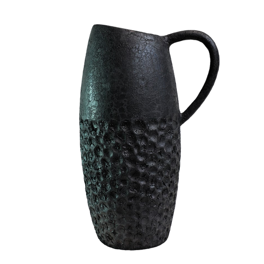 Aged earthenware jug black 45cm
