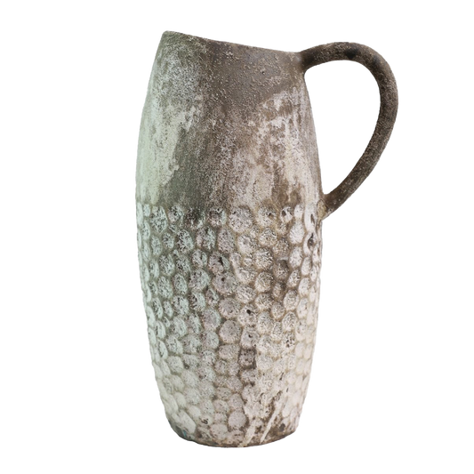 Aged earthenware jug natural 45cm