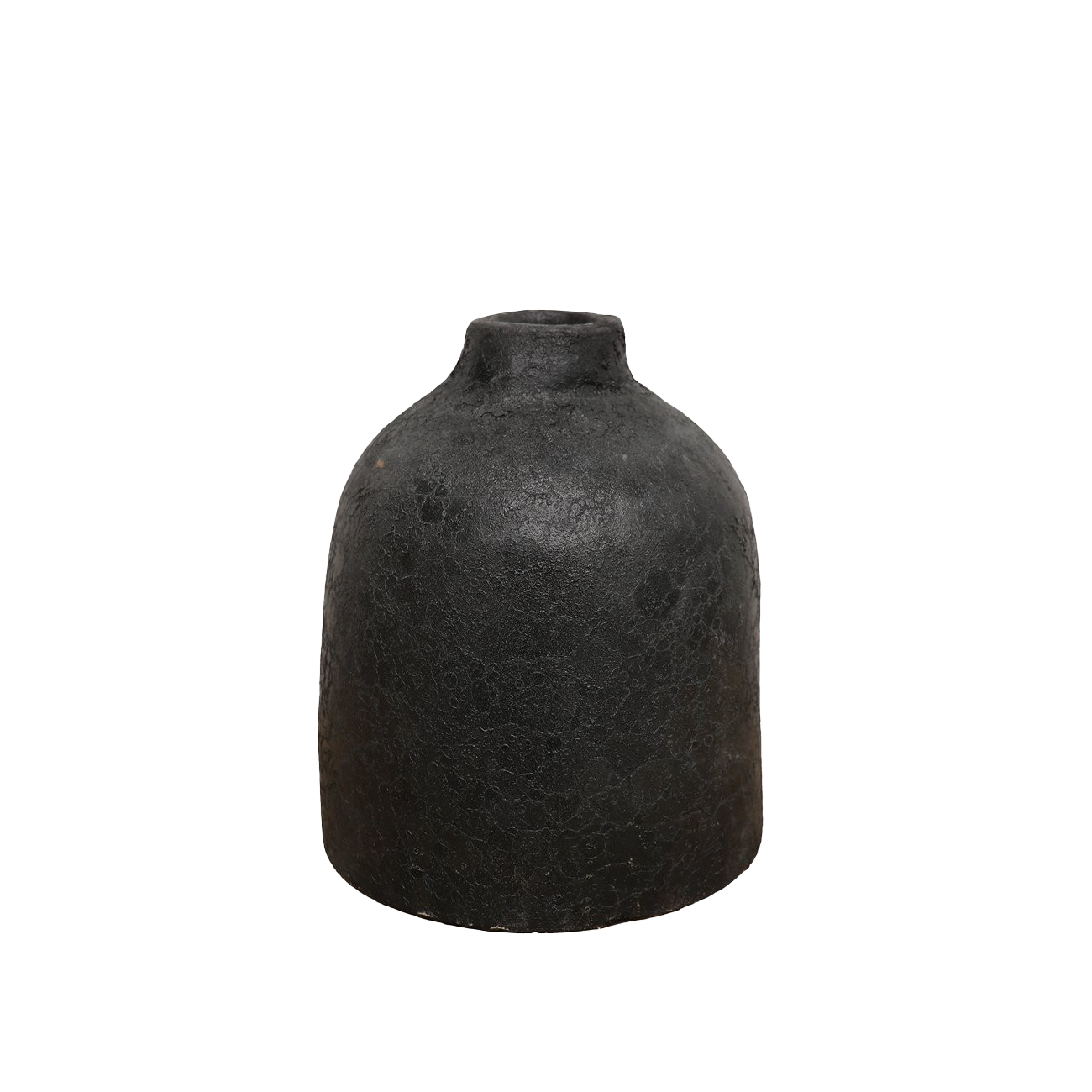 Aged earthenware vessel black 20cm