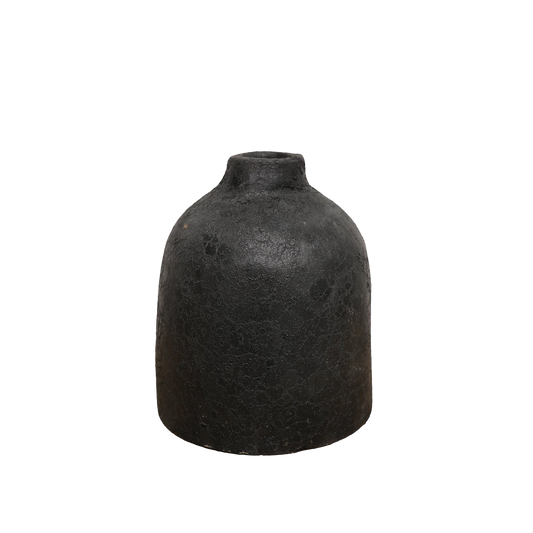 Aged earthenware vessel black 20cm