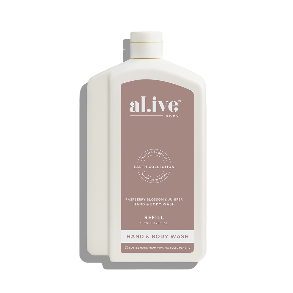 Al.ive hand + body wash refill raspberry blossom & juniper one litre