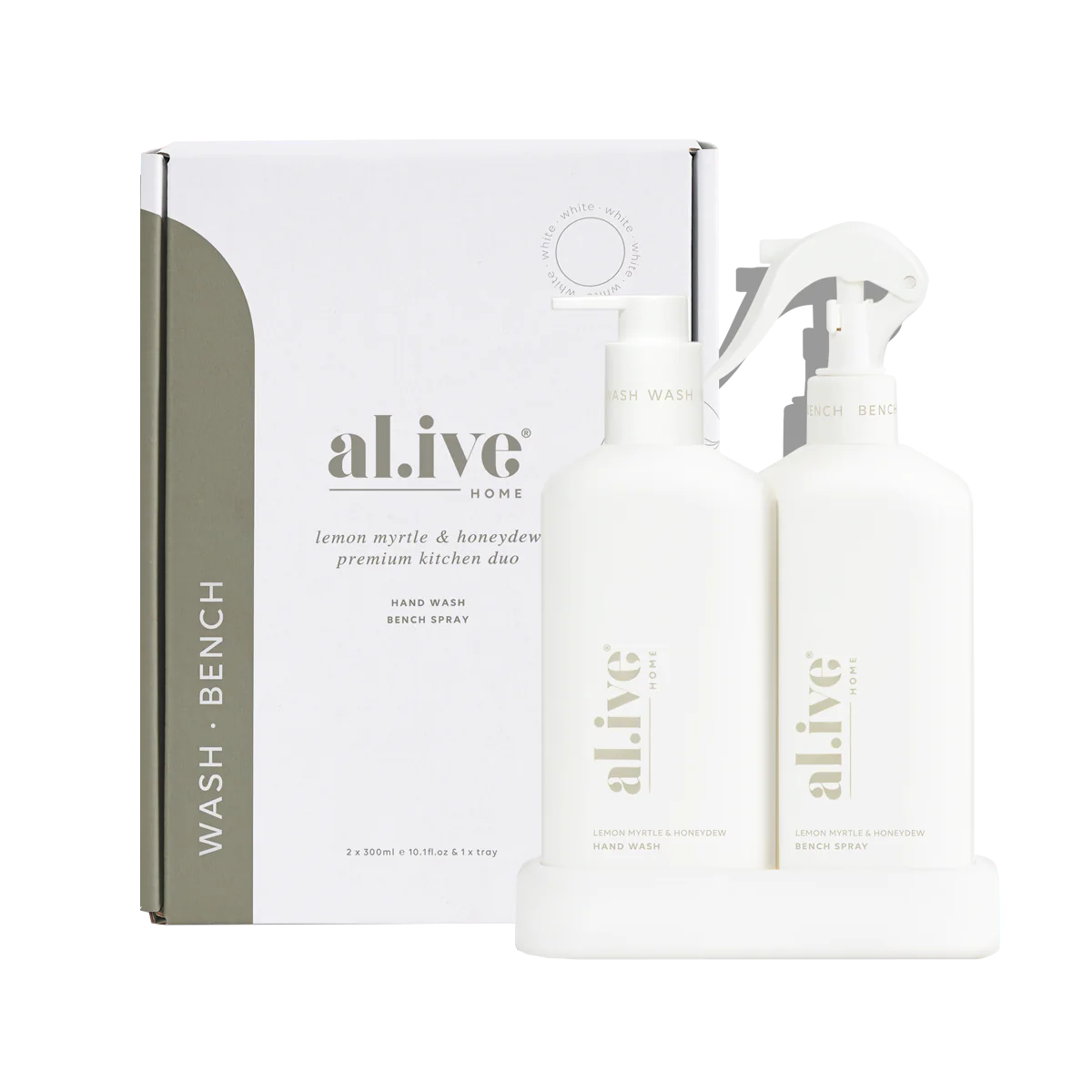 Al.ive kitchen bench spray + hand wash duo 300ml lemon myrtle & honeydew
