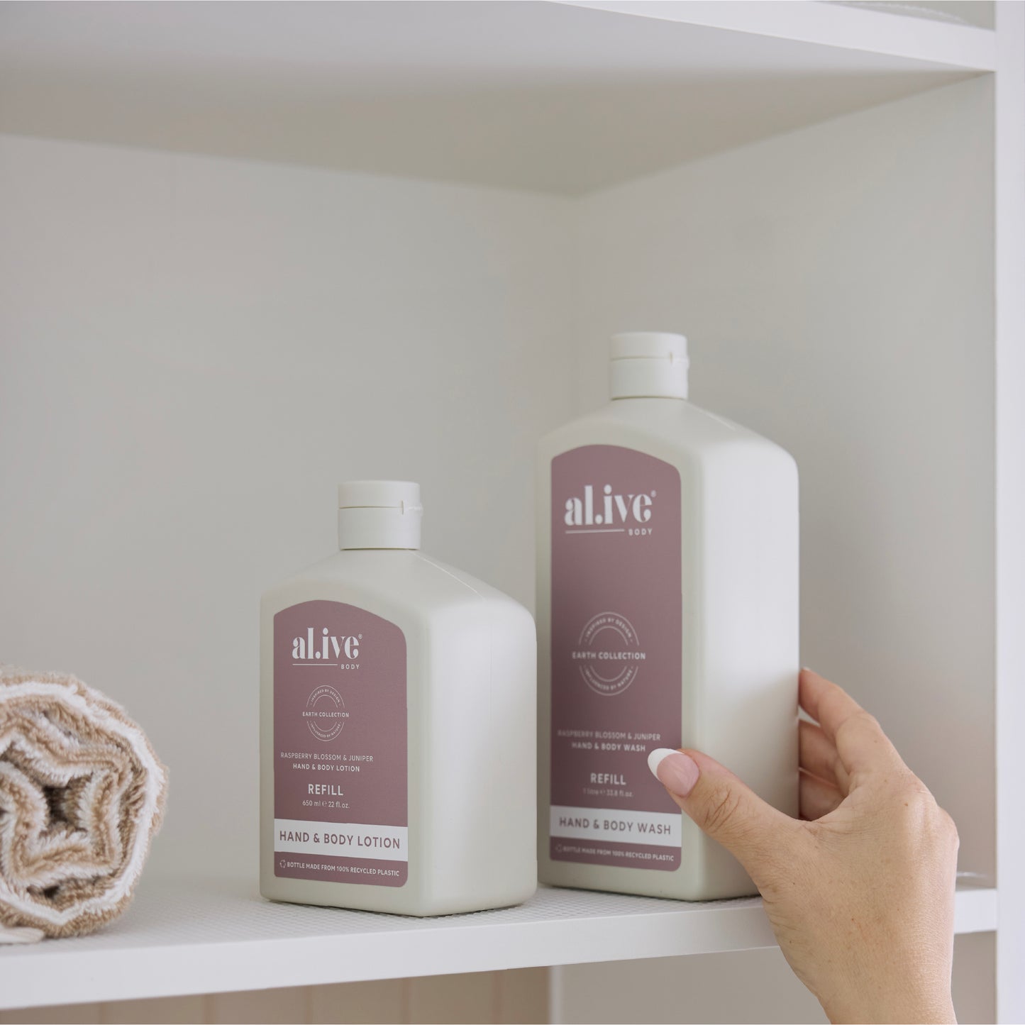 Al.ive hand + body wash refill raspberry blossom & juniper one litre