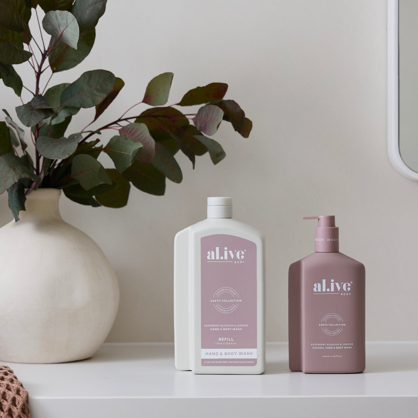 Al.ive hand + body wash refill raspberry blossom & juniper one litre