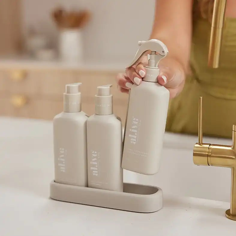 Al.ive kitchen hand wash + dish wash + bench spray trio lemon & pomegranate