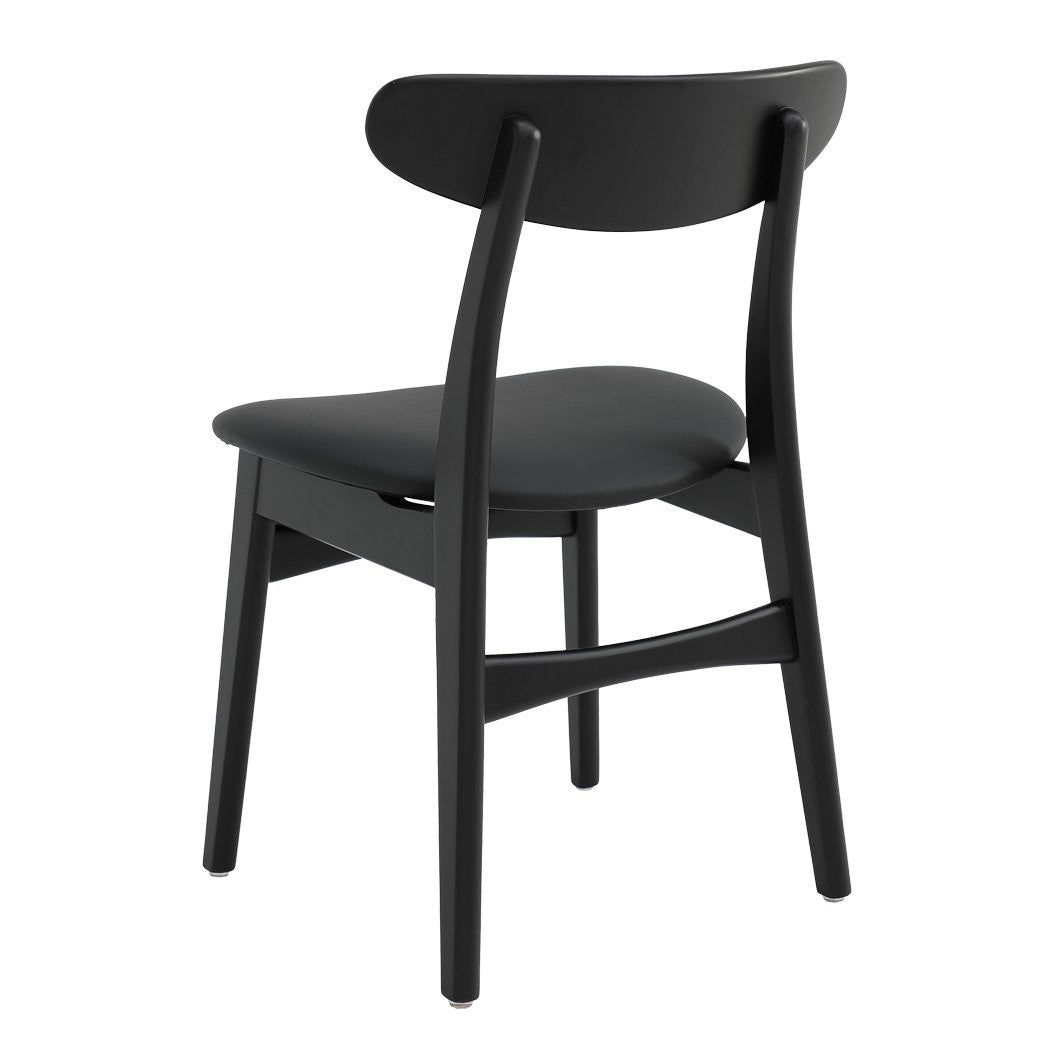 Alice black ash wood dining chair with leather seat black