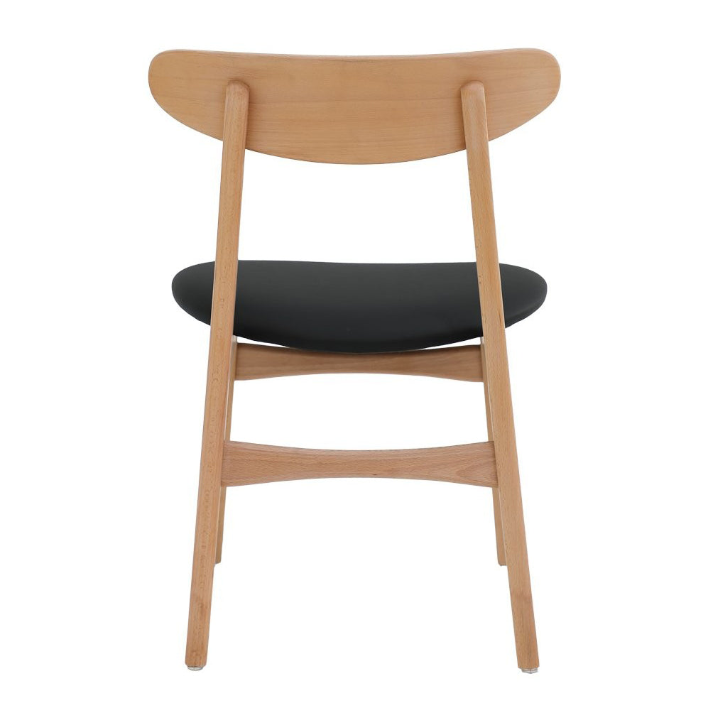 Alice natural beech wood dining chair with leather seat black