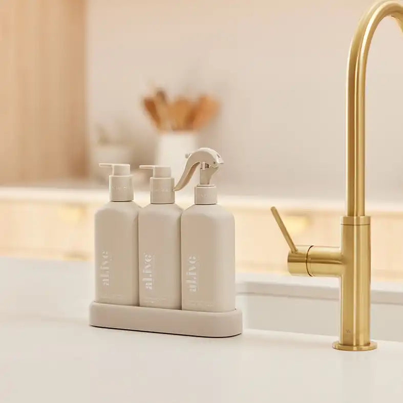 Al.ive kitchen hand wash + dish wash + bench spray trio lemon & pomegranate