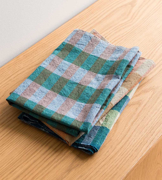 Anni cotton linen blend tea towel spirulina