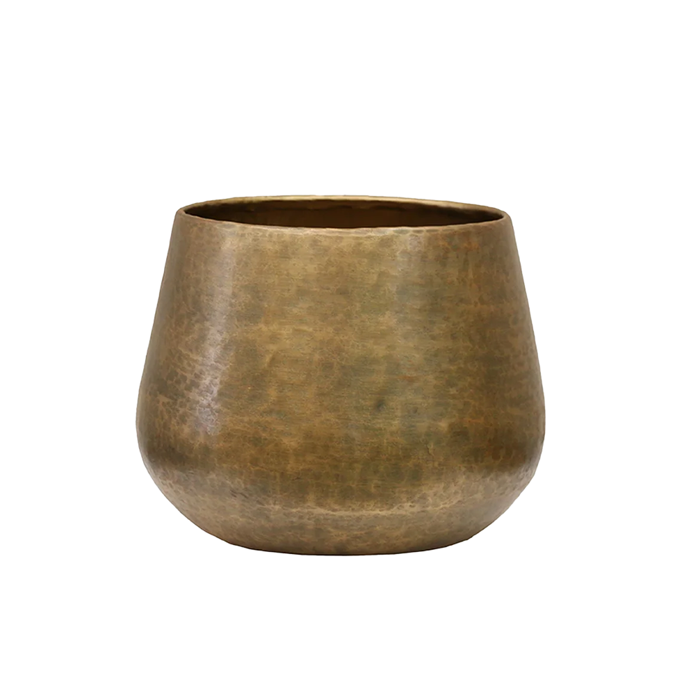 Antique brass look planter 26cm
