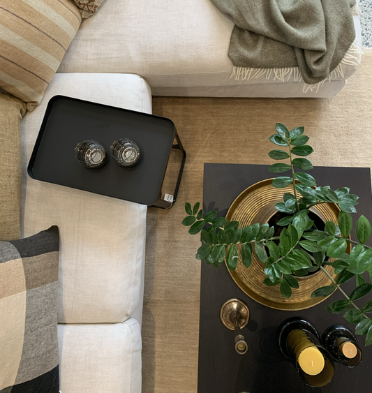 Round antique brass finish tray 45cm