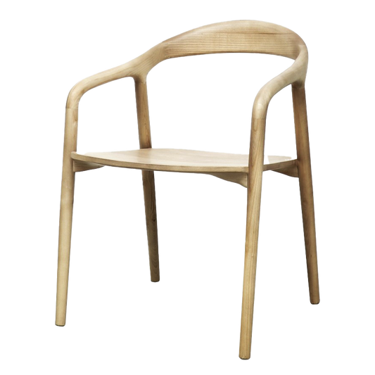 Ash wood dining chair with arms natural