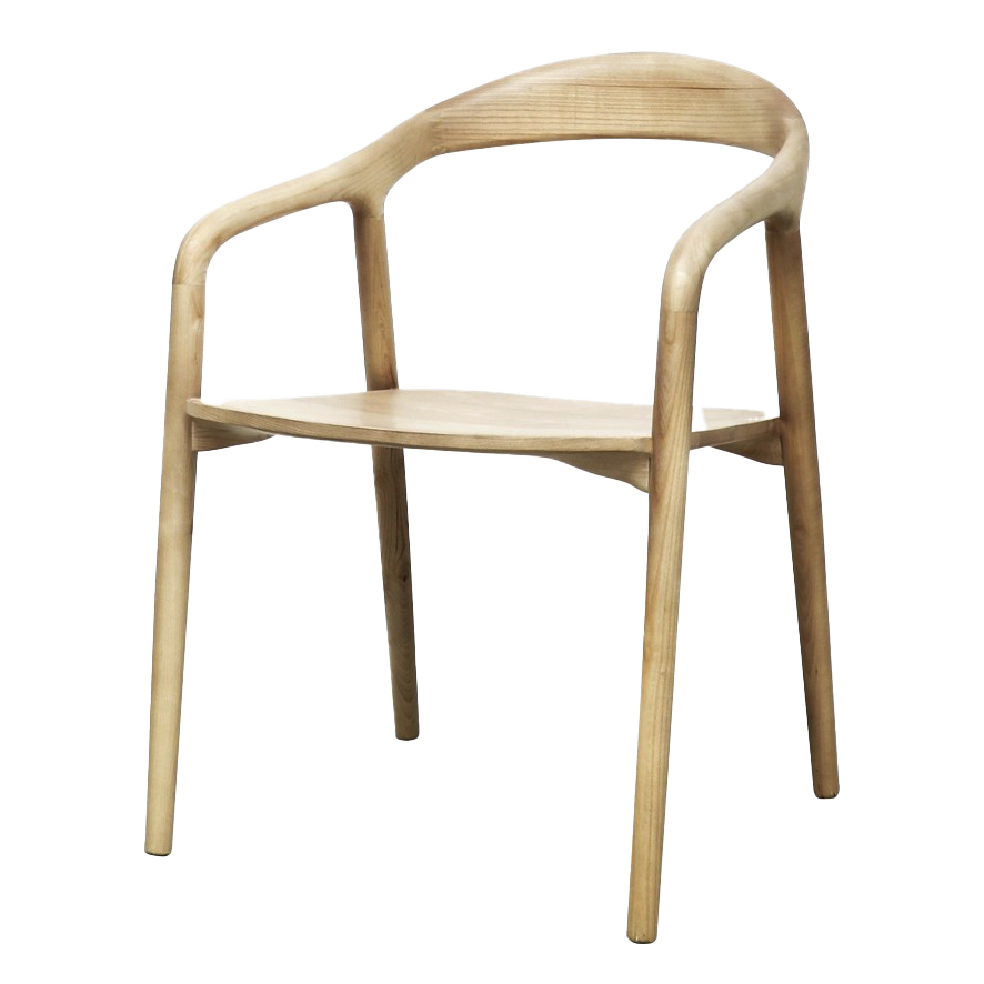 Ash wood dining chair with arms natural