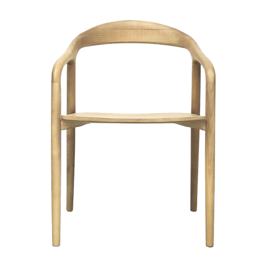 Ash wood dining chair with arms natural