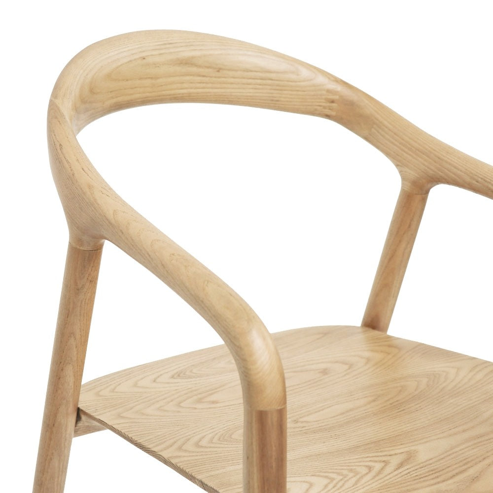 Ash wood dining chair with arms natural