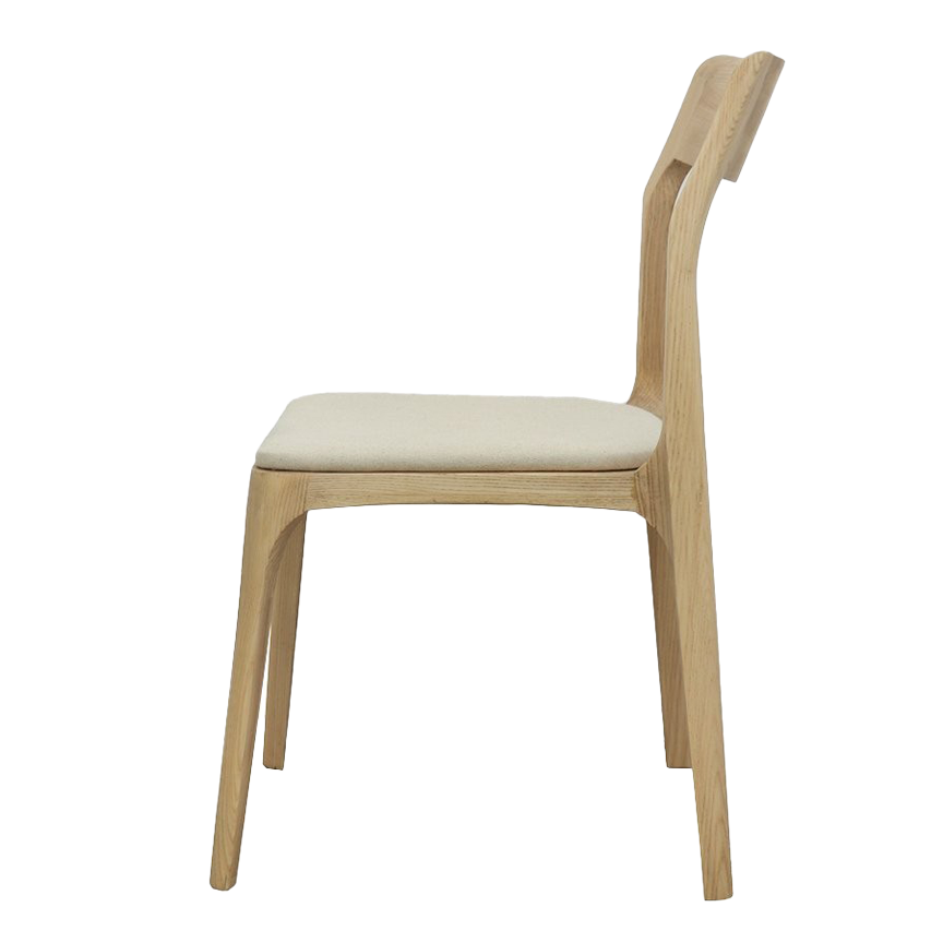 Ash wood dining chair with upholstered seat