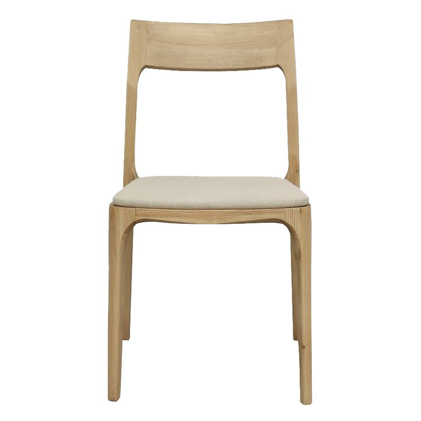 Ash wood dining chair with upholstered seat