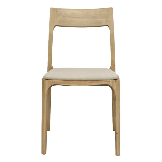 Ash wood dining chair with upholstered seat