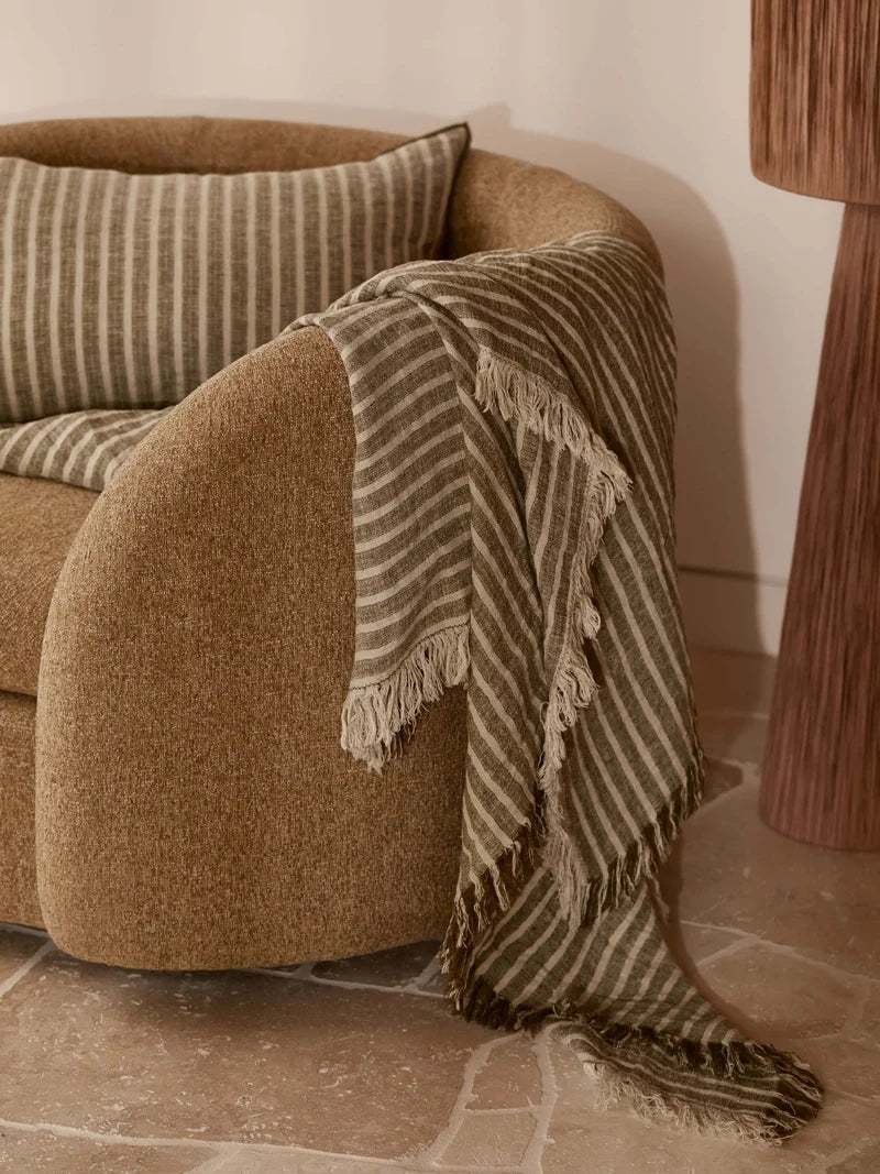 Ava linen rectangle cushion cover 65 x 40cm khaki