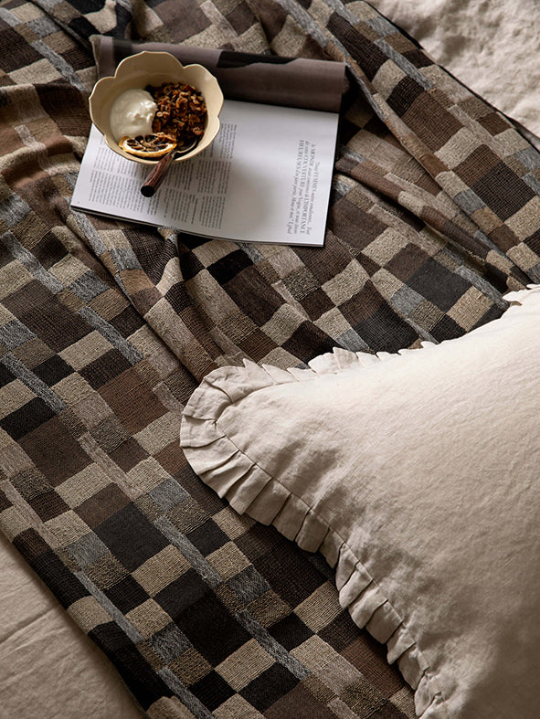 Avenue linen blend pleated pillowcase set oatmeal