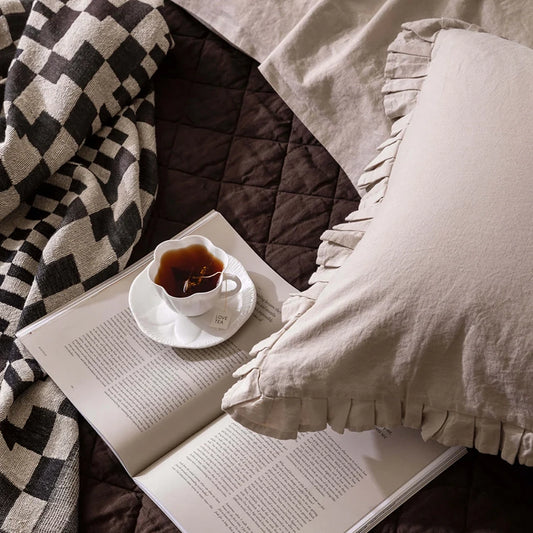 Avenue linen blend pleated pillowcase set oatmeal