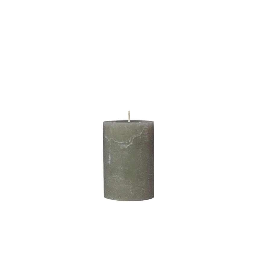 Broste rustic pillar candle 10cm high green