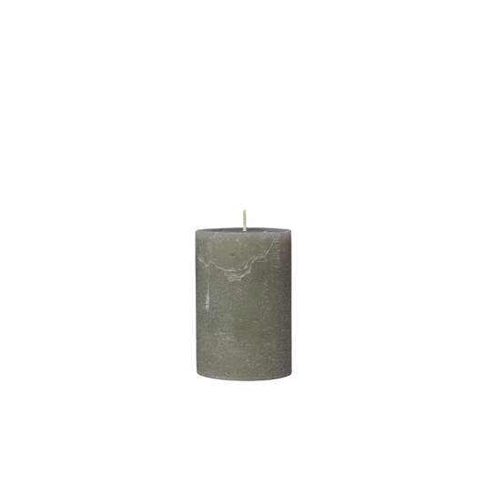 Broste rustic pillar candle 10cm high green