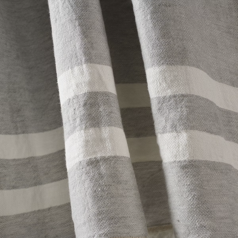 Belgian linen fouta throw grey stripe 110 x 180cm