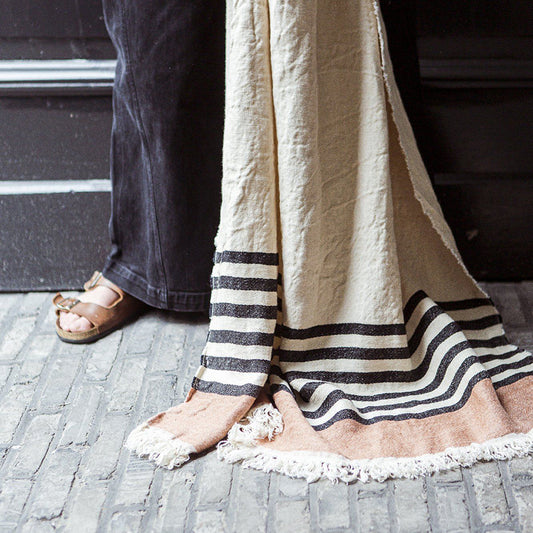Belgian linen fouta throw inyo stripe 110 x 180cm