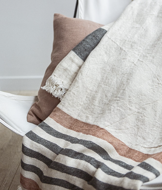 Belgium linen fouta throw laguna 110 x 180cm