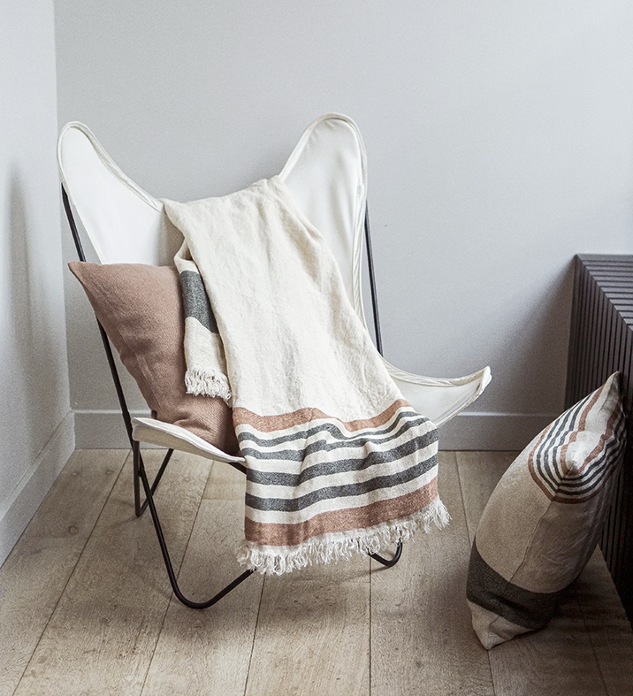 Belgium linen fouta throw laguna 110 x 180cm