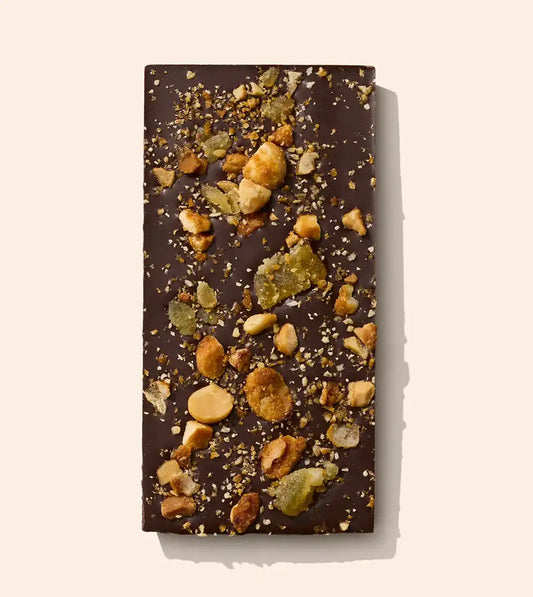 Bennetts macadamia and ginger Chocolate bar dark
