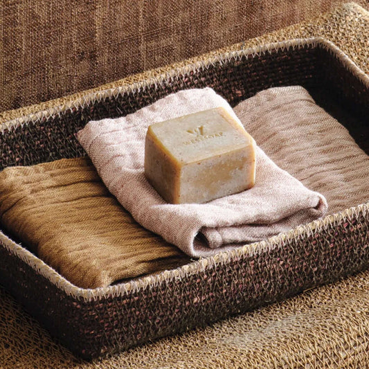 Set of two linen blend wash cloths sepia