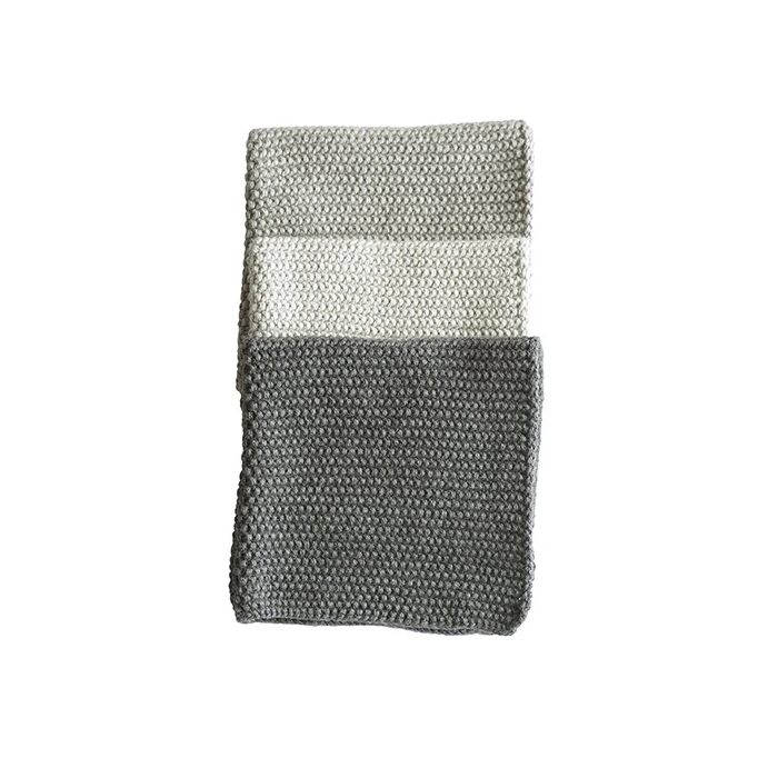 Set of 3 cotton knitted cloths grey