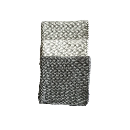 Set of 3 cotton knitted cloths grey