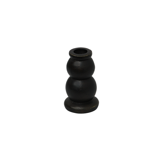 Black metal single candleholder 10cm