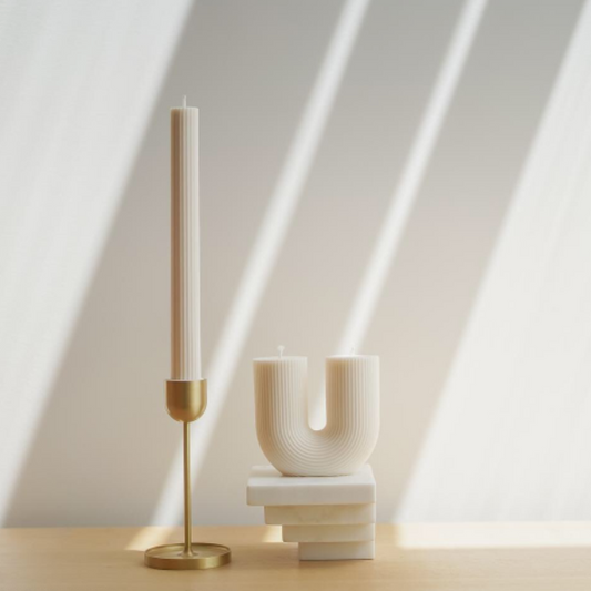 Fountain column candleholder brass