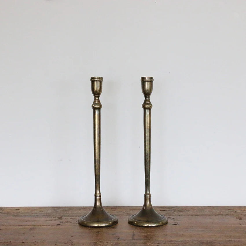 Brass finish candlestick 37cm